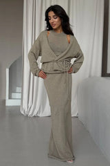 Tie Front Knit Set Sweater Dress