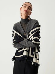 Wool Blend Graceful Geometric Pattern Scarf
