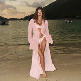 Hollow Out Drawstring Halter Cover Up
