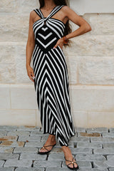 Callie Striped Maxi Dress-Black/Cream