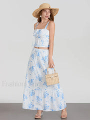 Floral A-Line Long Skirt Two Piece Set