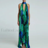 Draped Ethnic Hem Printed Maxi Dress