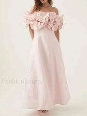 Applique Solid Slash Maxi Dress