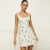 Fresh Square Collar Floral Dress