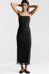 Sexy Polka Dot Cami Bodycon Maxi Dress