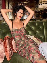 Vintage Shirring Bodycon Floral Dress