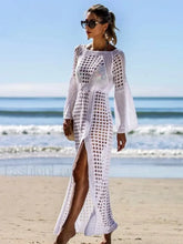 Solid Hollow Lace Up Slit Cut Cover Up