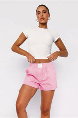 Striped Loose Fit Patchwork Shorts