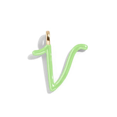 Custom Matcha Green Enamel Script Letter Charm - V
