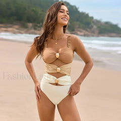 Color Splicing Bikini Style One Piece