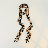 Leopard Print Skinny Long Neck Tie Ribbon Scarf