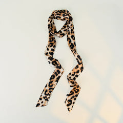 Leopard Print Skinny Long Neck Tie Ribbon Scarf