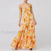 Y2K Floral Bodycon Spaghetti Maxi Dress