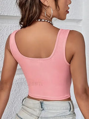 Cut-Out Casual Sleeveless Crop Top