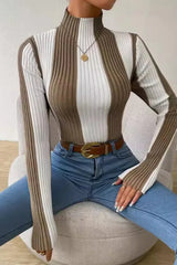 Classic Black White Vertical Stripe Knit Top