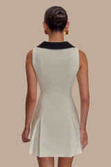 Lapel Sleeveless Belted Midi Dress