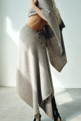 Asymmetric Ribbed Knit Crop Top Matching Skirt Set