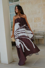 Emy Maxi Dress-Brown/White