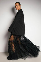 High Waist Black Sexy Lace Sheer Skirt