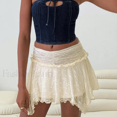Gothic Lace Ruched Mini Skirt