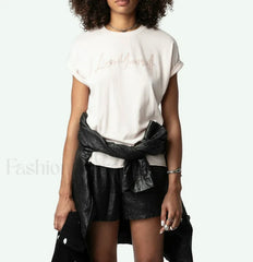 Flocked Crystal Letter T-Shirt