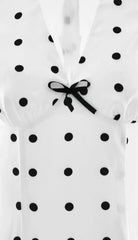 French Style Polka Dot V-Neck Bodycon Maxi Dress