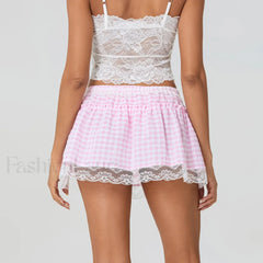 Floral Lace Patchwork Mini Skirt