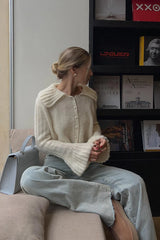 Ruffled Collar Flare Sleeve Knit Sweater