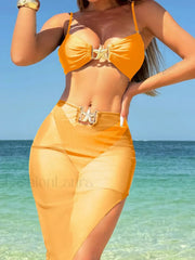High-Leg Brazilian Skirt Three Piece Set