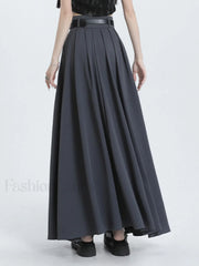 Modern Academia Graceful Pleat Maxi Skirt
