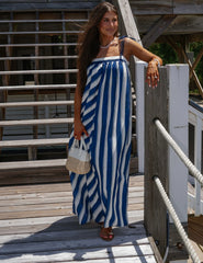 Shoulder Tie Striped Maxi Dress