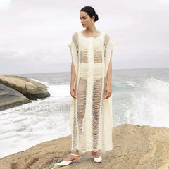 Bat Sleeve Knitted Skirt Cover Up