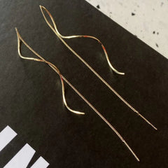 Wavy Spiral Drop Threader Earrings