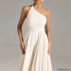 Diagonal Neck Folded Midi Dress