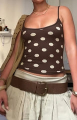 Brown Polka Dot Square Neck Cami