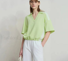 V-Neck Loose Short Sleeve Cotton T-Shirt