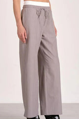 Stripe Patchwork Drawstring Waist Straight Pants