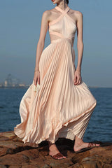 Halter Pink Vacation Maxi Dress
