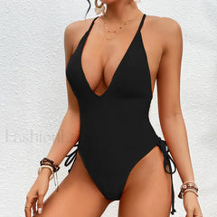 Solid Strapped Cross Push One Piece