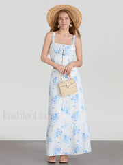 Floral A-Line Long Skirt Two Piece Set