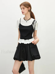 Youthful Tiered Hem Cotton Blend T-Shirt
