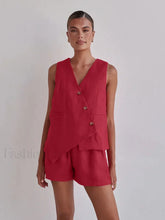 Casual Spaghetti Strap Crop Shorts Two Piece Set