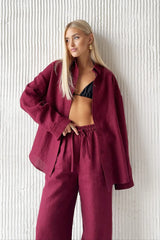 Cotton Long Sleeve Button Down Shirt Pants Set