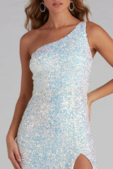 Sequin One Strap Slit Formal Dress