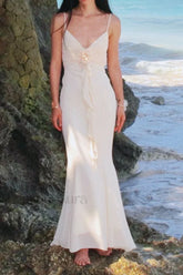 Rose Corsage Tie-Back Mermaid Maxi Dress