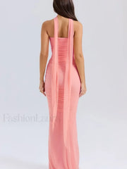 Mesh Patchwork Two Piece Maxi Dress