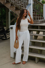Sleeveless Ribbed Top-Cream