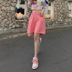 Summer High Waist Five Point Denim Short