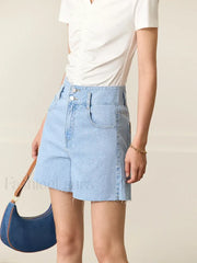 Minimalism Blue Loose Denim Short