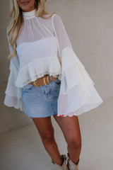 Monroe Bell Sleeve Top-Cream